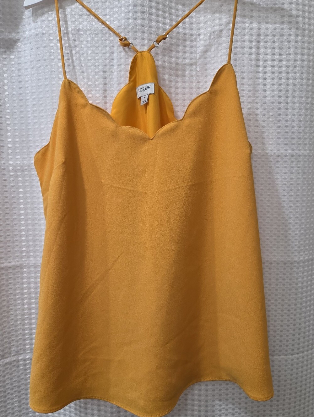 J.Crew Mustard Yellow Scallop Trim Racerback Cami Tank Preppy Summer Boho Chic